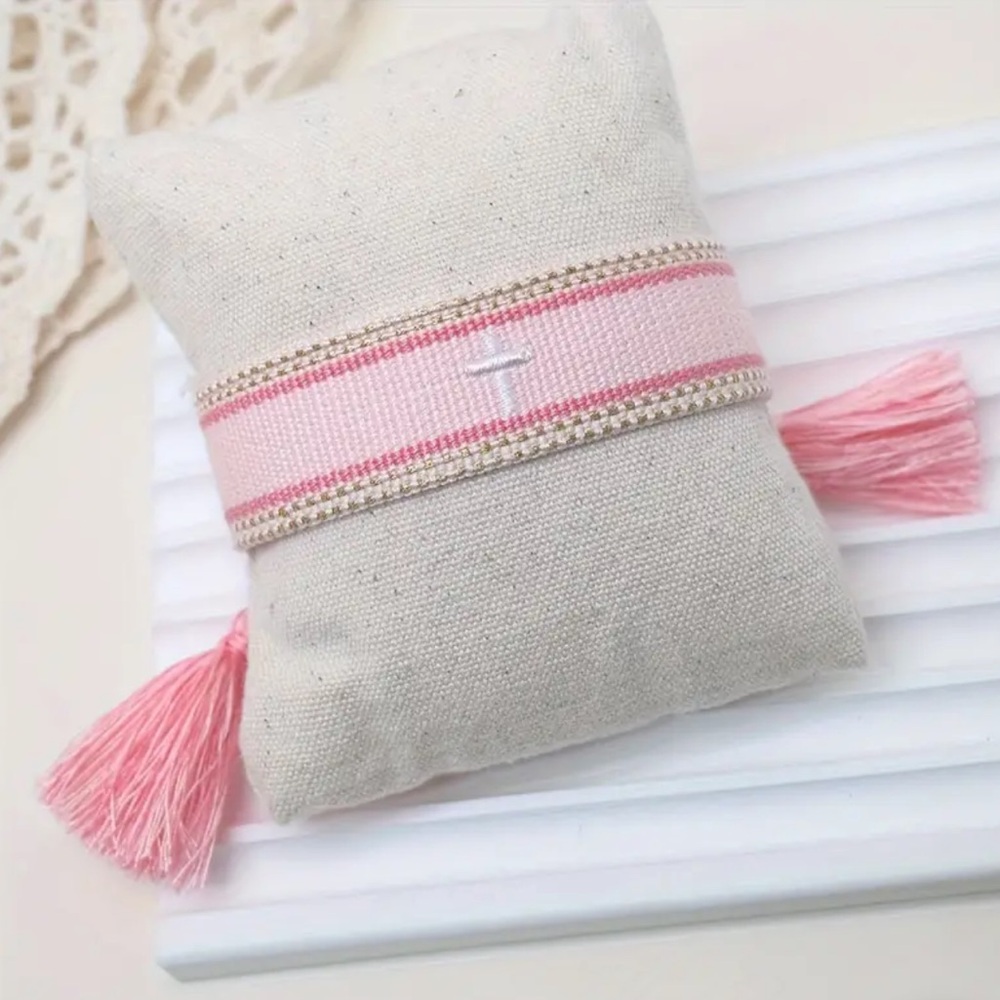 1pc Cross Bohemian Embroidered Woven Tassel Webbing Bracelet for Women